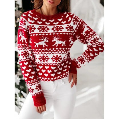 Christmas Elk Long Sleeve Knitted Sweater Vyntra shop