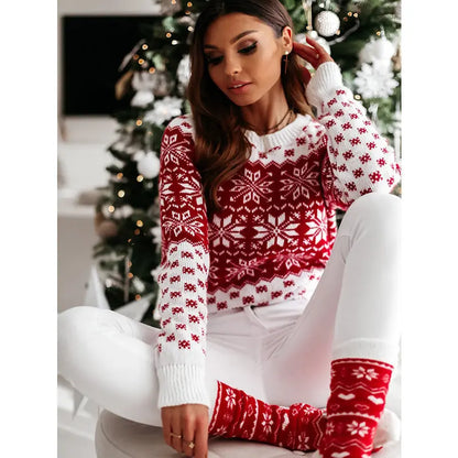 Christmas Elk Long Sleeve Knitted Sweater Vyntra shop