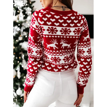 Christmas Elk Long Sleeve Knitted Sweater Vyntra shop