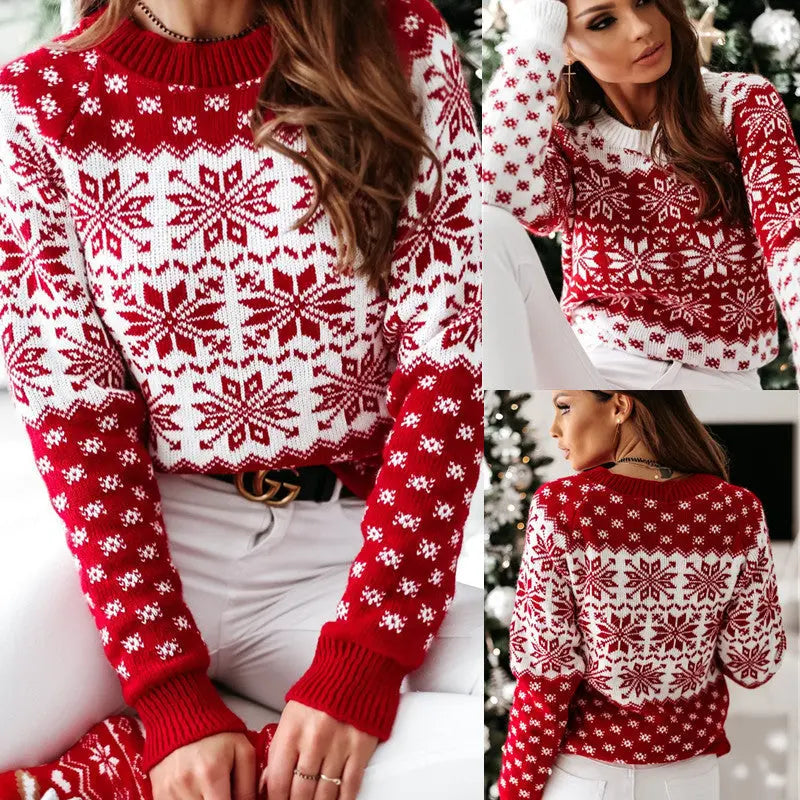 Christmas Elk Long Sleeve Knitted Sweater Vyntra shop