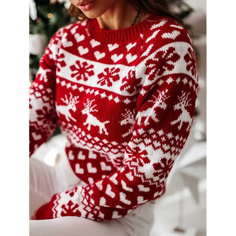 Christmas Elk Long Sleeve Knitted Sweater Vyntra shop