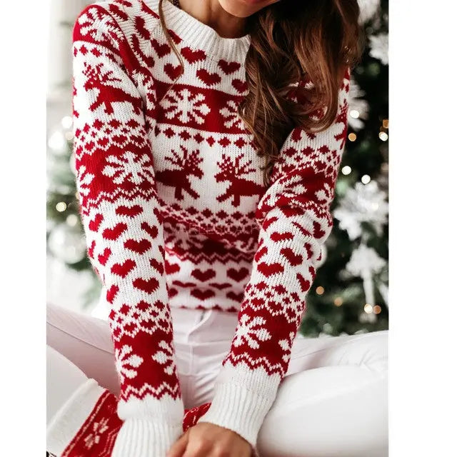 Christmas Elk Long Sleeve Knitted Sweater Vyntra shop