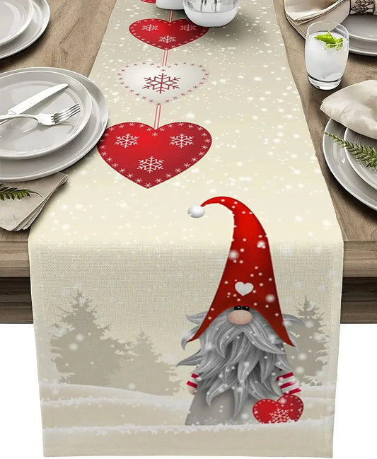 Christmas Snowflakes Gnome Linen Table Runners Dresser Shop1102908646 Store